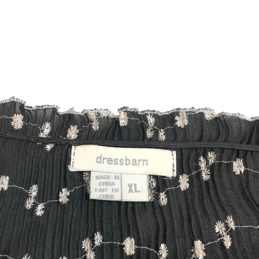Dressbarn Floral Embroidered Ruffle Pleated Blouse Top XL Coquette Pastel Goth - Picture 8 of 9